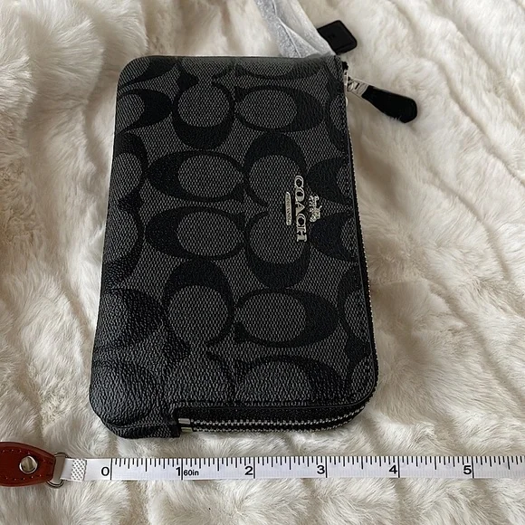 Coach Double Corner Zip Wristlet In Signature Canvas - Picture 8 of 8